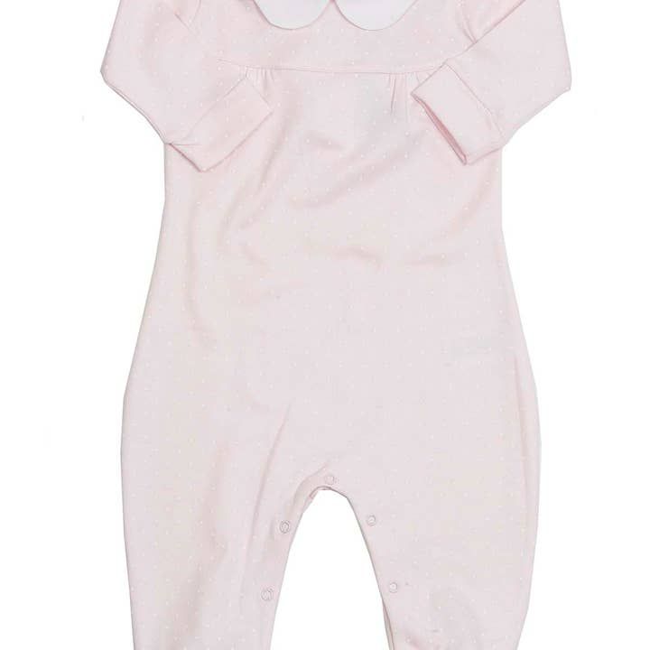 Pajama Pima Cotton with White Dots and Scallop Neck 18M