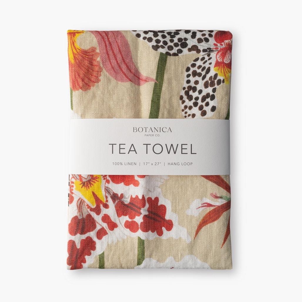 Orchid Linen Tea Towel