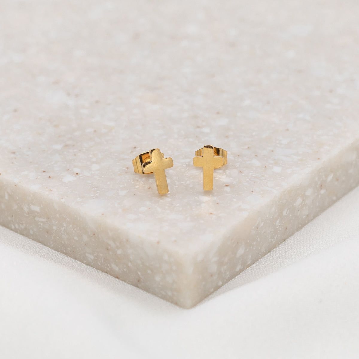 Faith Petite Cross Earrings, Color: Gold