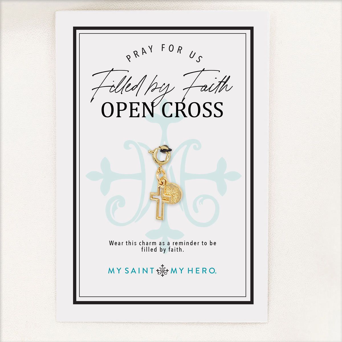 Filled by Faith Open Cross Charm - Gold / Medium