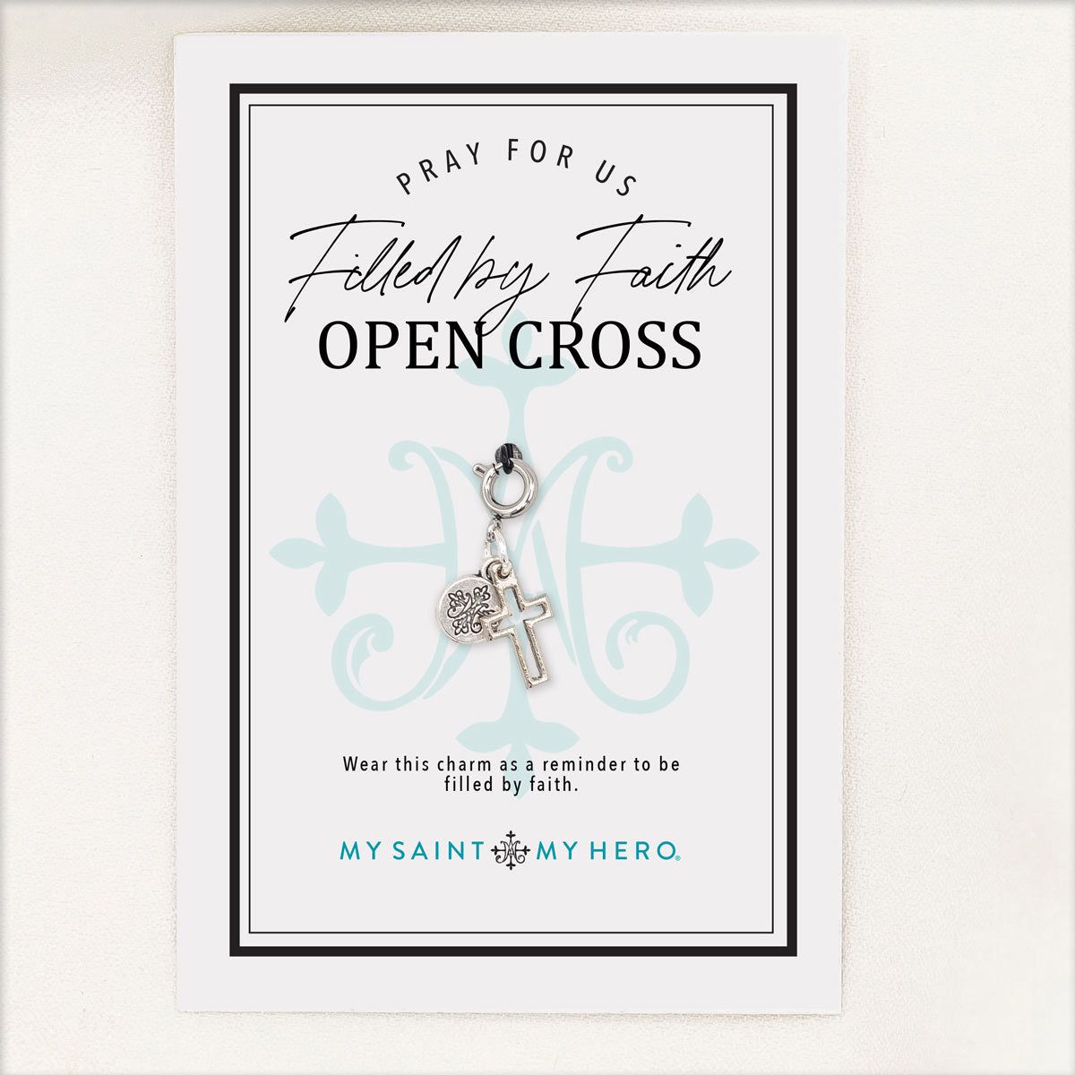 Filled by Faith Open Cross Charm - Silver / Medium