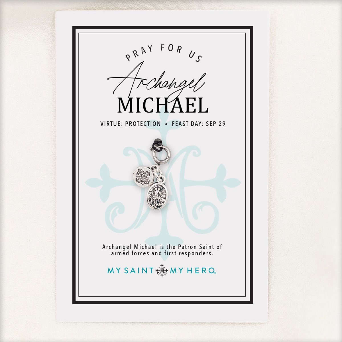 Archangel Michael Charm - Silver / Small