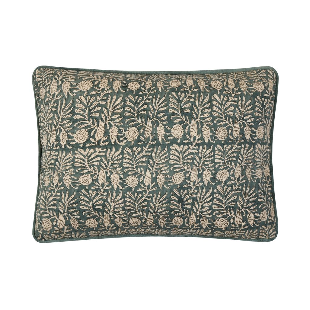Block Print Leaf Square Pillow