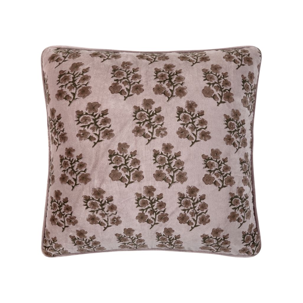 Block Print Lilac Flower Pillow
