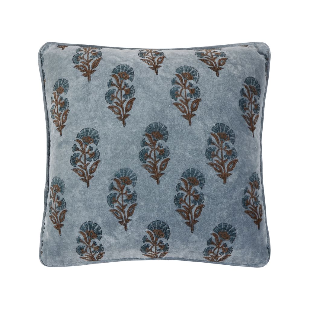 Block Print Mughal Flower Pillow