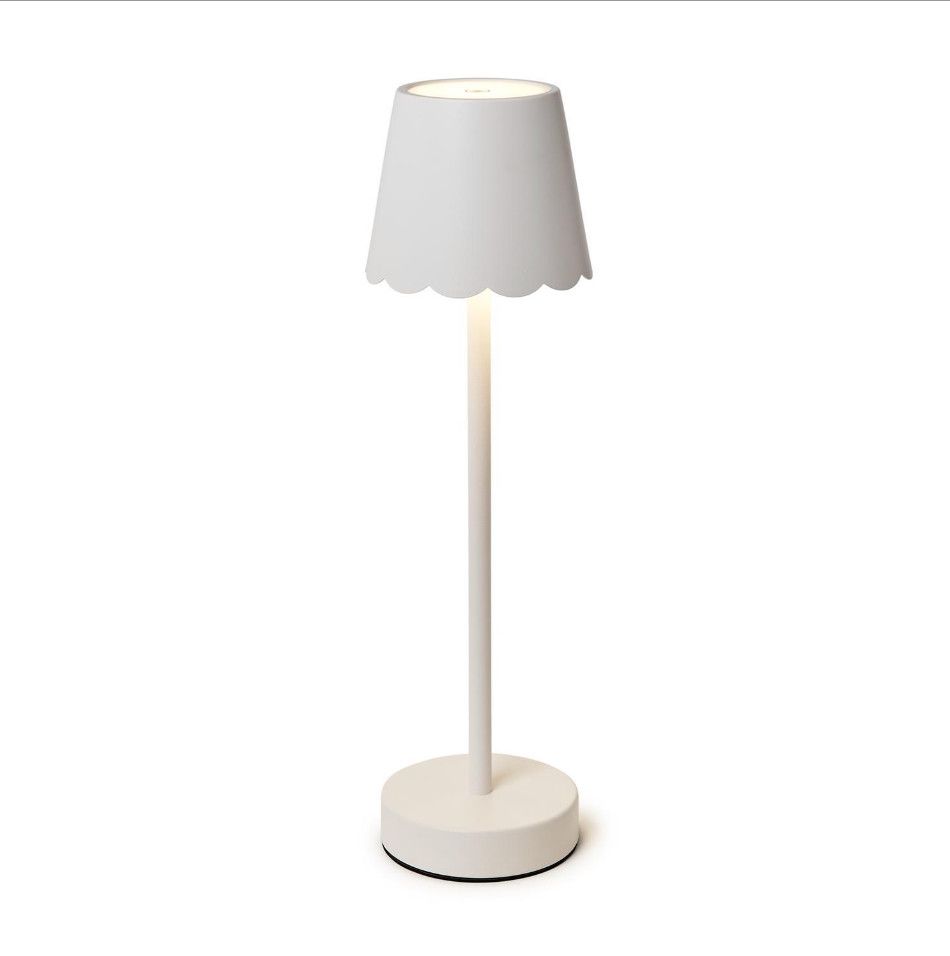 White Scalloped Cordless Lamp
