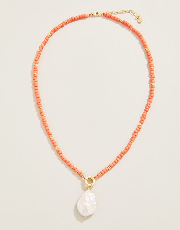 Spartina Harmony Beaded Charm Necklace Coral/Pearl