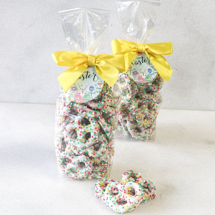 Maggie Lyon Easter White Chocolate Sprinkle Pretzels