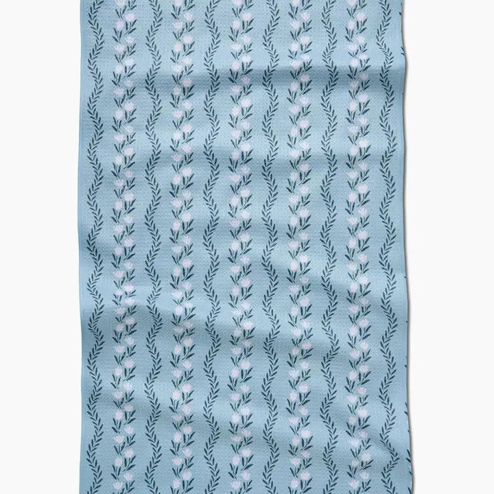Geometry Vintage Floral Stripe Kitchen Tea Towel