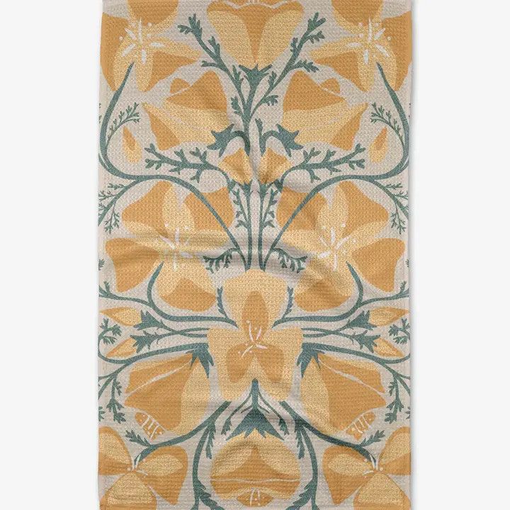 Geometry Golden Poppy Kitchen Tea Towel