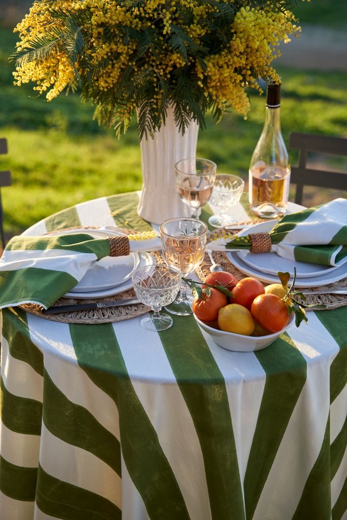 St. Tropez Stripes Tablecloth 59&quot; x 59&quot;