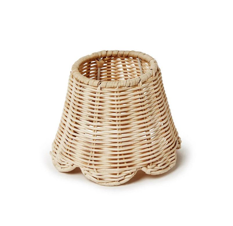 Rattan Woven Scalloped Lamp Shade Covers