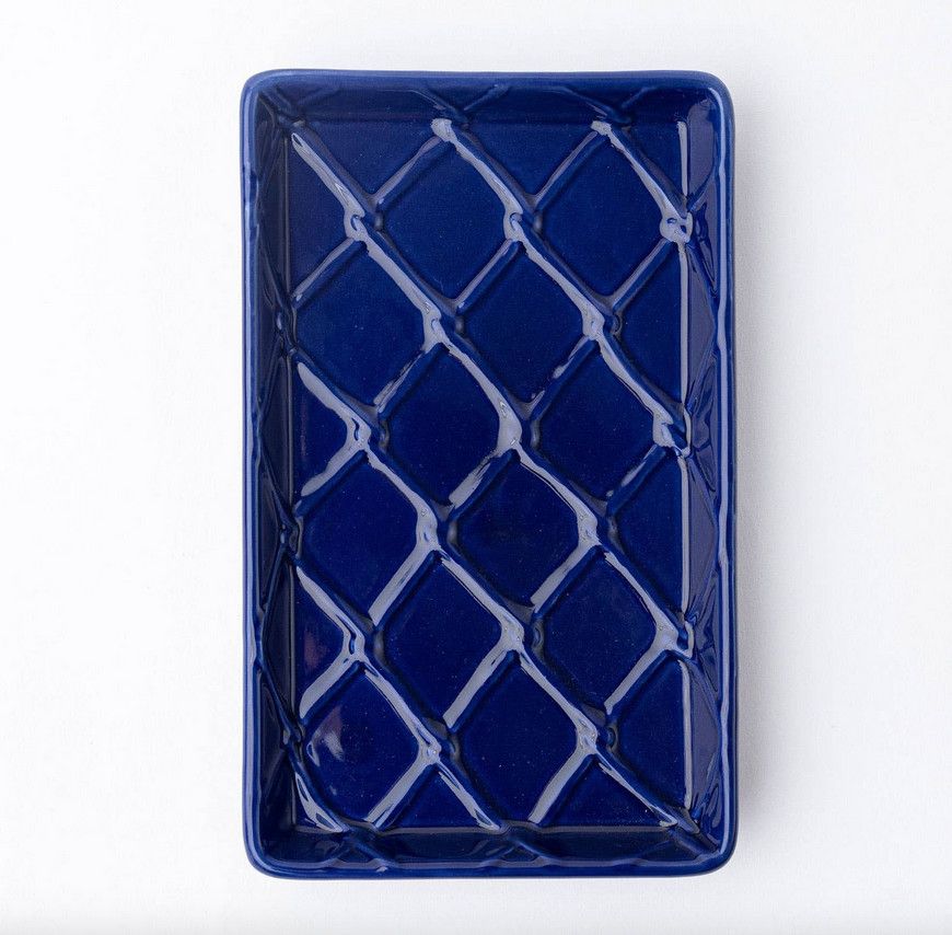 Navy Textured Guest Towel Holder