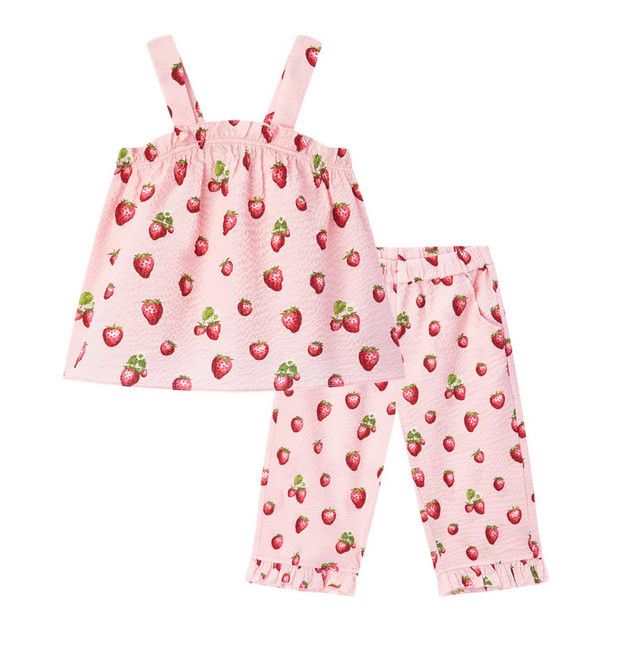 Milkbarn Ruffle Tank &amp; Pant Set - Strawberry 18-24M