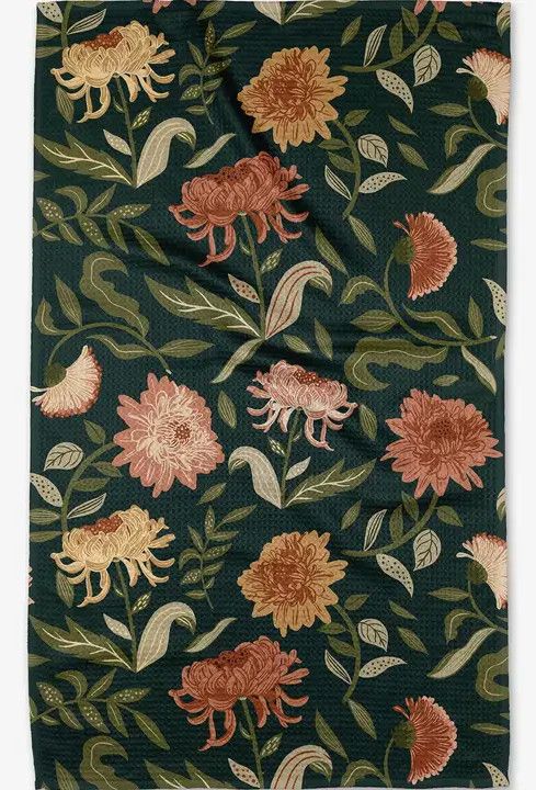 Geometry Kitchen Tea Towel - Chrysanthemums