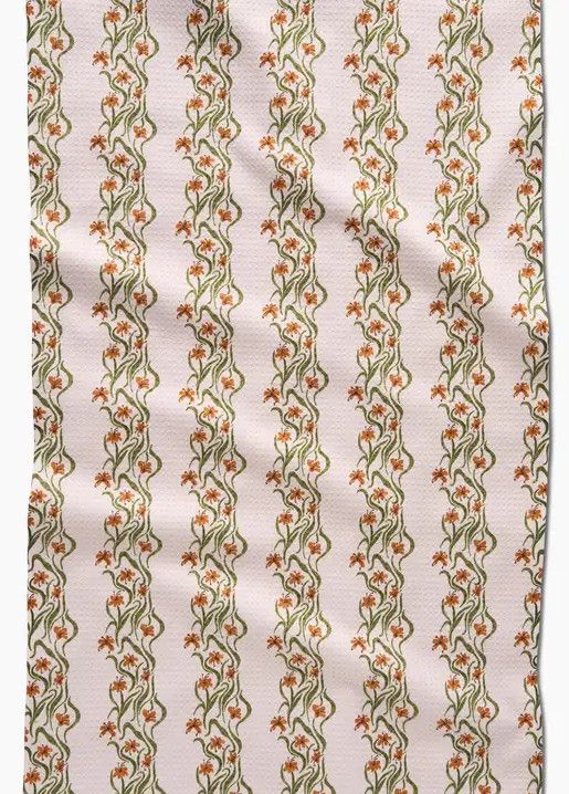 Geometry Kitchen Tea Towel - Floral Fall Stripe