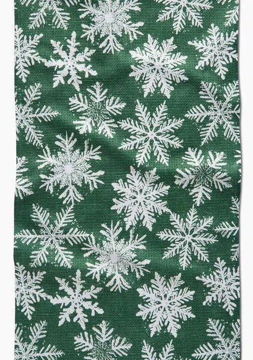 Geometry Kitchen Tea Towel - Snowy Days Green