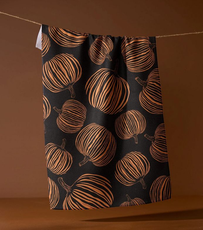Geometry Kitchen Tea Towel - Pumpkin Noir