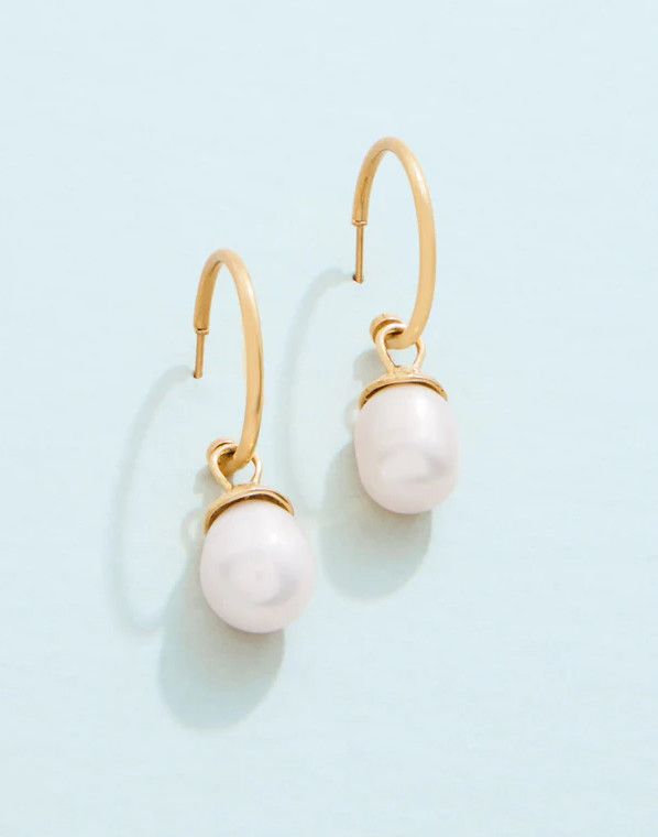 Spartina Bluffton Pearl Convertible Hoop Earrings Pearl