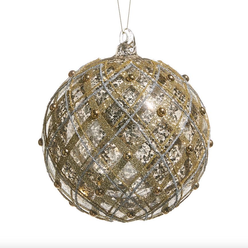 Silver and Gold Mercury Glass Ball Ornament