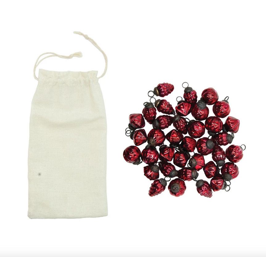 Embossed Mercury Glass Ornaments - Red