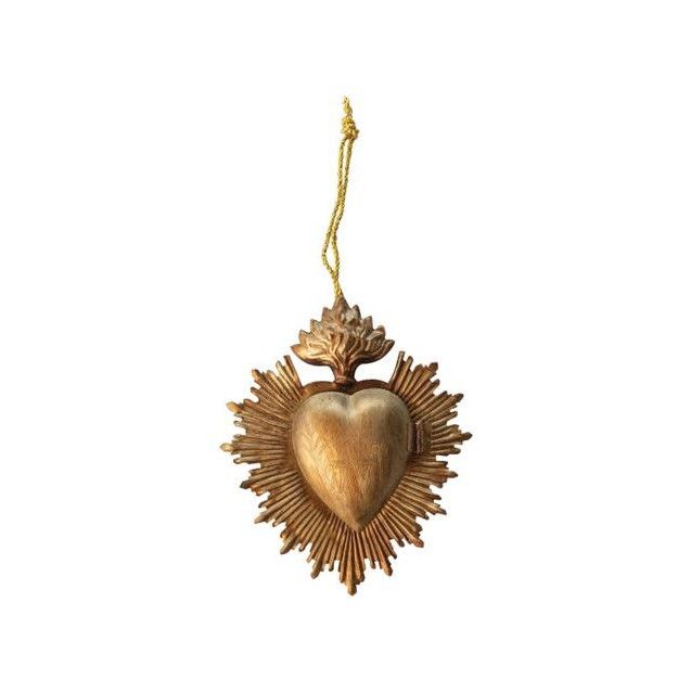 Embossed Sacred Heart Locket Ornament