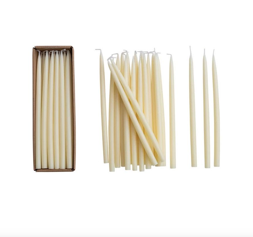 Unscented Thin Taper Candles - Box of 24, Color: Cream