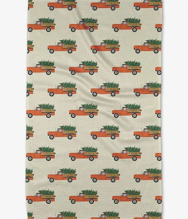 Geometry Christmas Ride Kitchen Tea Towel