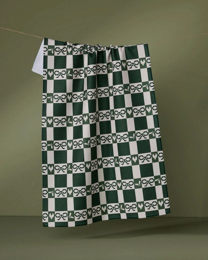 Geometry Elf Gingham Kitchen Tea Towel