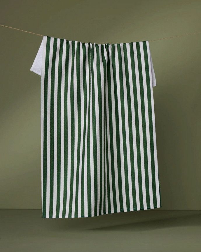 Geometry Ribbon Green Kitchen Tea Towel