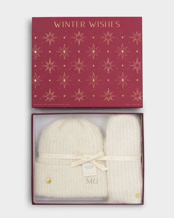 Loxton Gift Boxed Hat &amp; Mitten Set - White