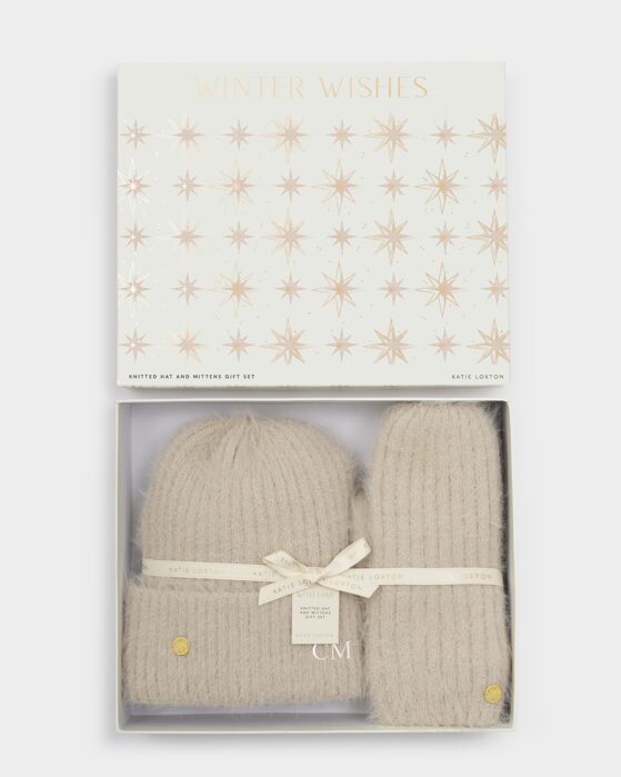 Loxton Gift Boxed Hat &amp; Mitten Set - Taupe