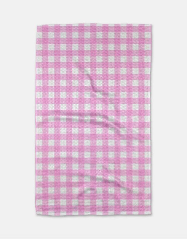 Geometry Valentines Gingham Tea Towel