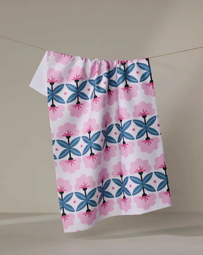 Geometry Fragrant Flowers Tea Towel