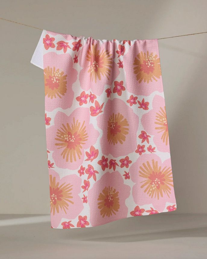 Geometry Hibiscus Sunset Tea Towel
