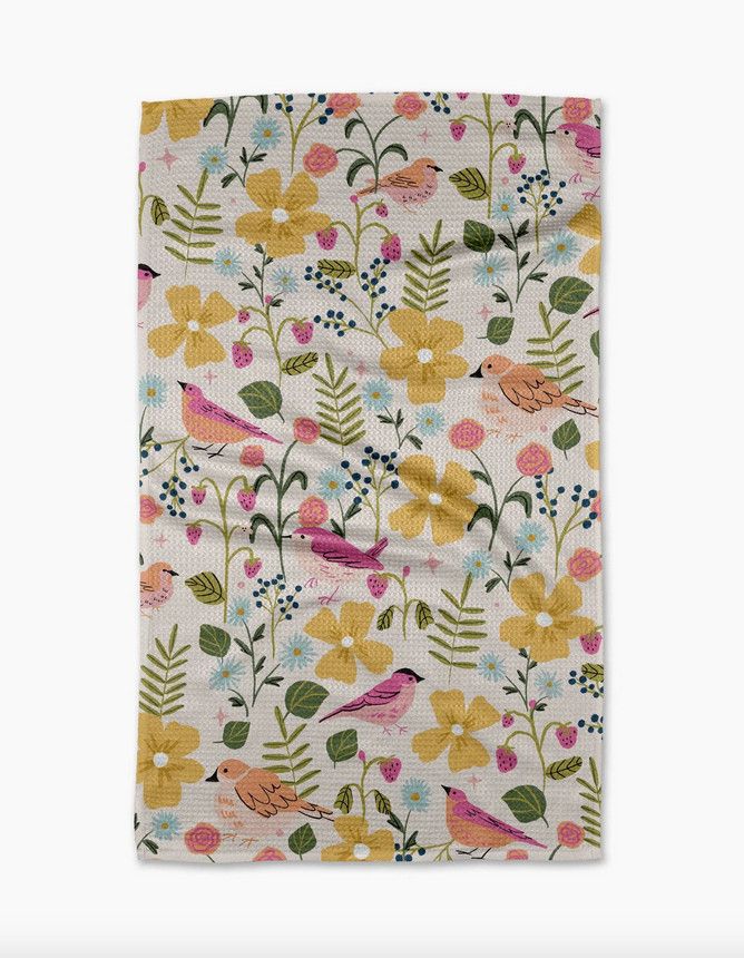 Geometry Summer Songbirds Tea Towel