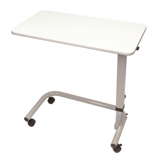 Aspire Overbed Table - Laminate Flat Top - White & Beech colour 