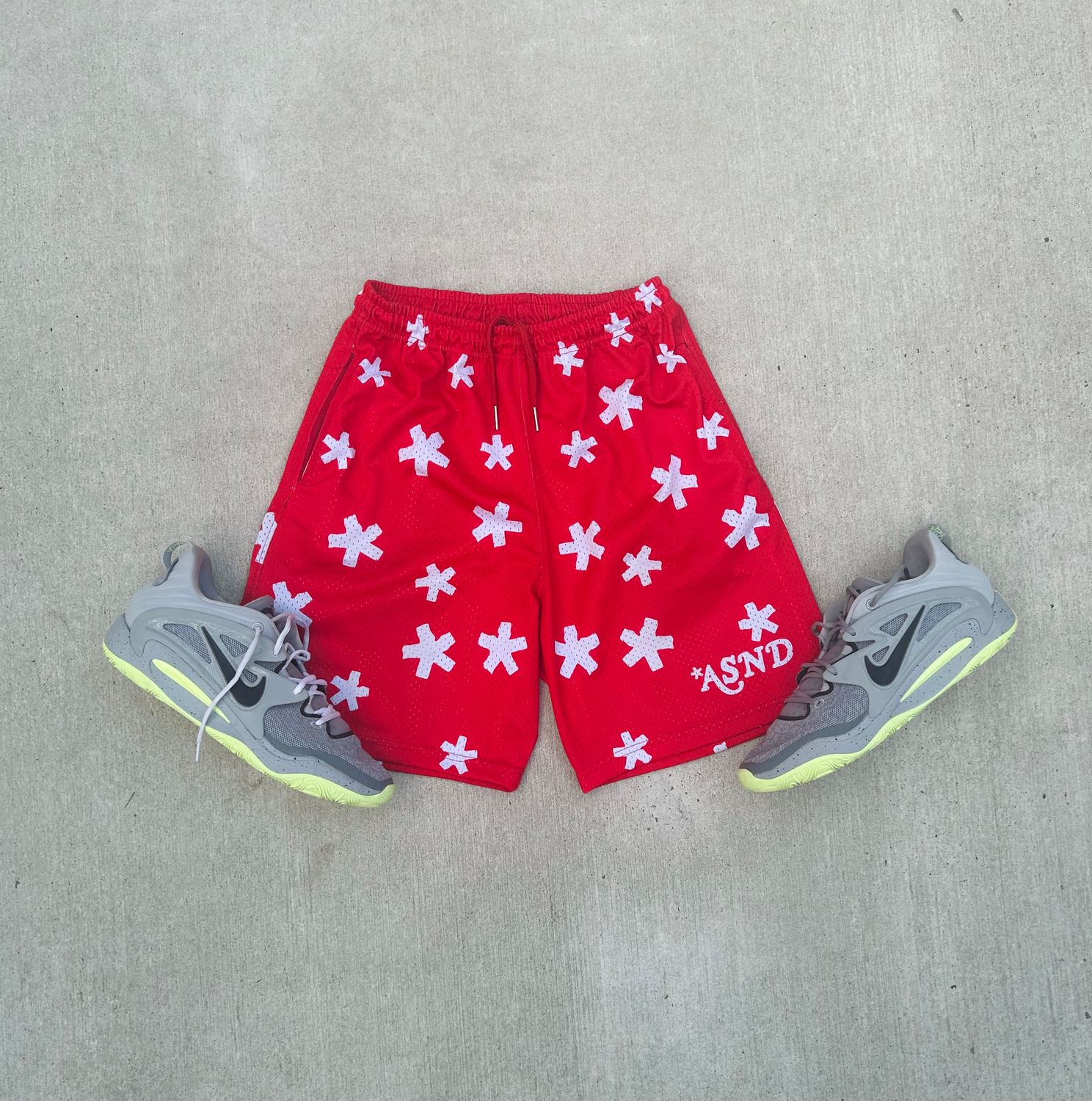 &quot;ASND&quot; Red Mesh Shorts