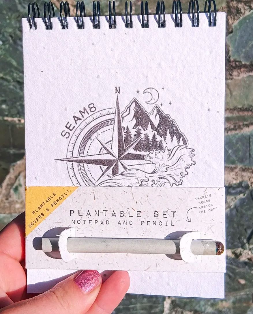 Plantable notebook and pencil with wildflower seeds