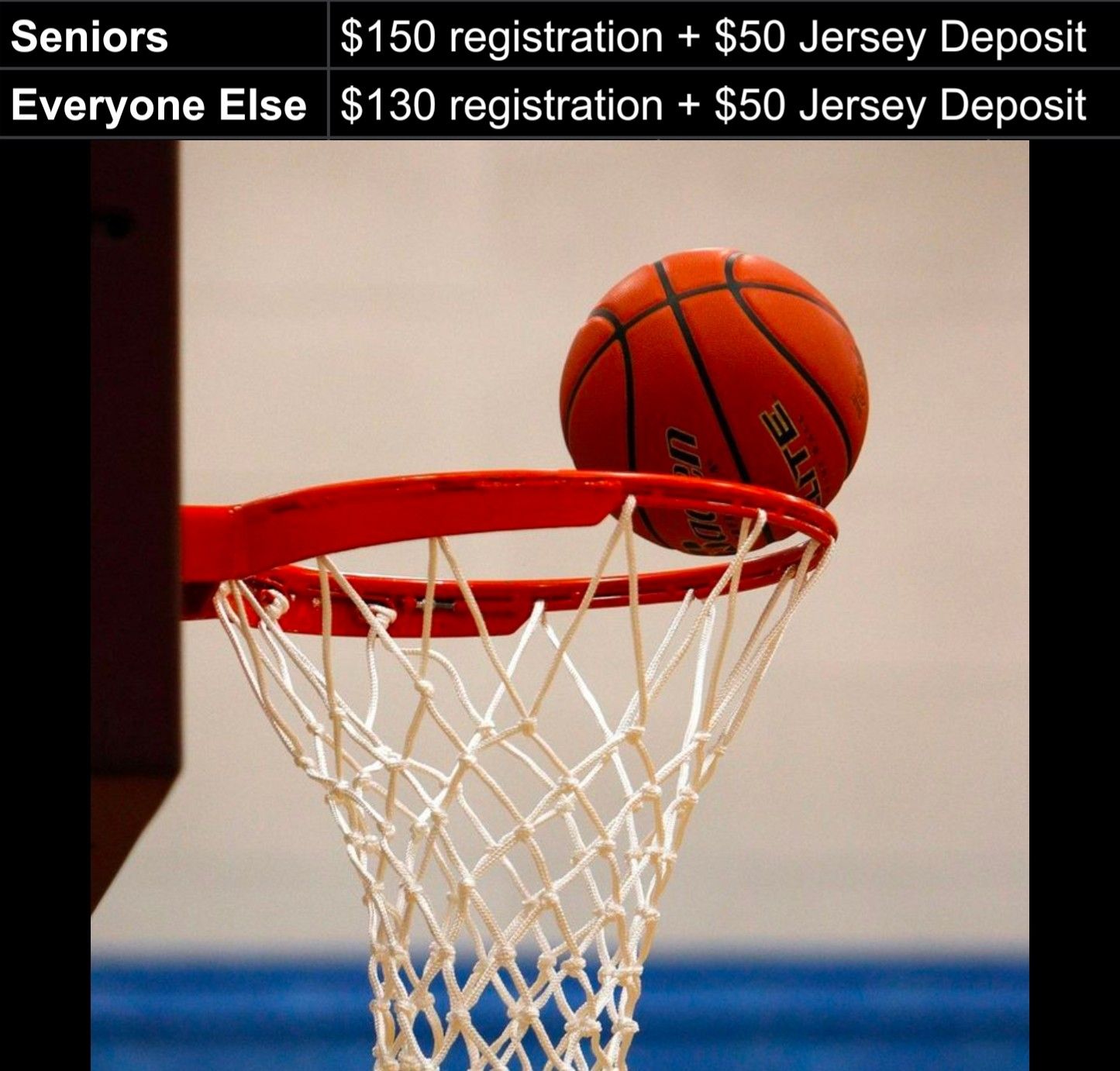 2024-2025 Basketball Registration ($50 deposit included)