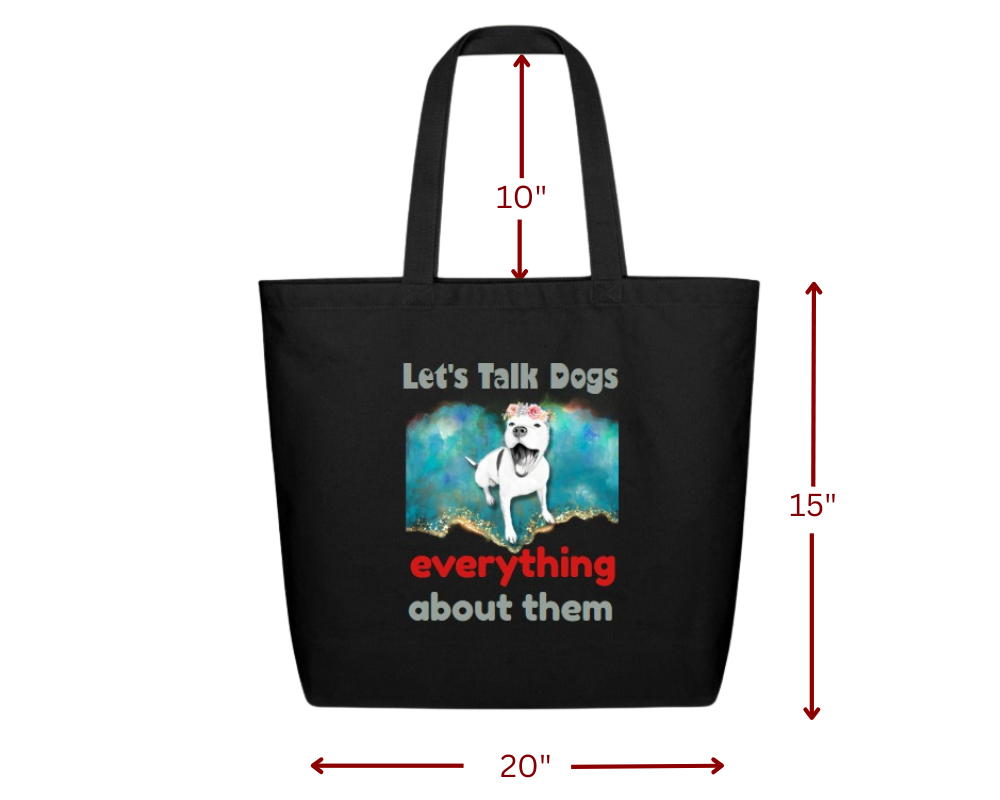 “Let&#39;s Talk Dogs” Large Tote Bag | Witty Dog