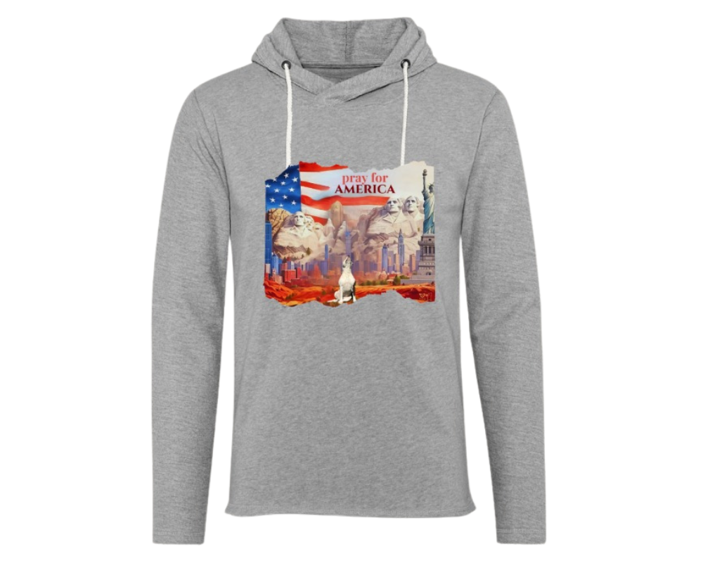 Unisex &quot;Pray for America&quot; Lightweight Hooded Sweatshirt | Witty Dog