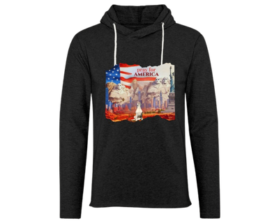 Unisex &quot;Pray for America&quot; Lightweight Hooded Sweatshirt | Witty Dog