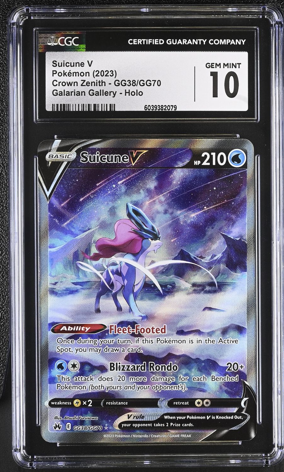 Crown Zenith: CGC 10 Suicune V GG38/GG70