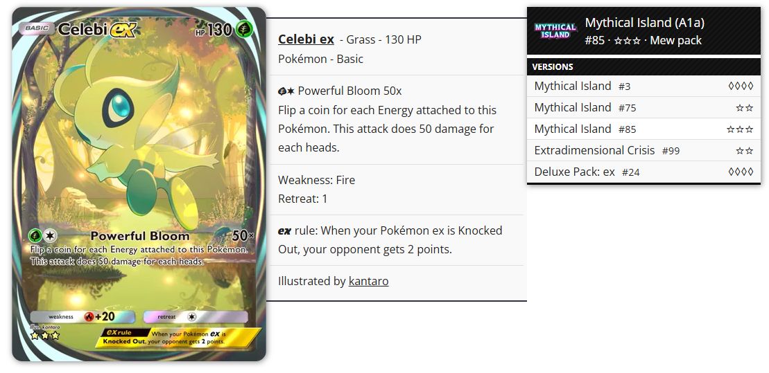 Pokémon Pocket TCG Proxy - Celebi ex