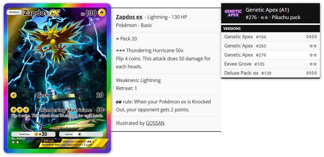 Pokémon Pocket TCG Proxy - Zapdos ex