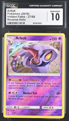 CGC 10 - Hidden Fates: Arbok Reverse Holo 27/68