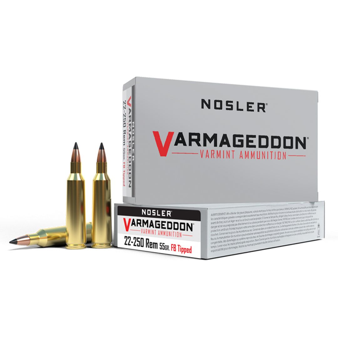 Nosler Varmageddon 22-250 55gr FB Tipped Bullets