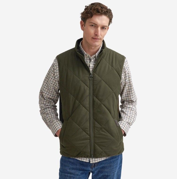 Barb Hybrid Quilted Gilet Olive M