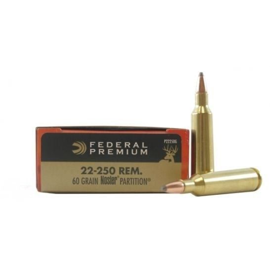 Federal 22-250Rem 60gNoslerPartition(20)